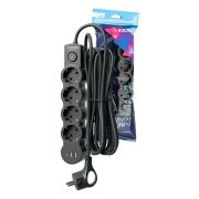 Удлинитель 3х1.5м с заземл. 10А IP20 USB 2500Вт 220В ПВС 3х1 с выкл. черн. КОСМОС YKsm1.5m4g-Z-VU10А-B