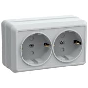 Розетка 2-м ОП Октава РСш22-3-ОБ 16А IP20 с заземл. защ. шторки бел. GENERICA ERO24-K01-16-DC
