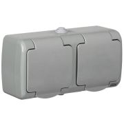 Розетка 2-м ОП AQUATIC РСш22-2-А 16А IP54 с заземл. с крышкой GENERICA ERA22-K03-16-54