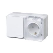 Блок ОП AtlasDesign PROFI IP54 (розетка 1-м 16А заземл. защ. шторки + 1-кл. выключатель 10А) бел. SE ATN540170