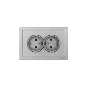 Розетка 2-мест. б/з СП ZIMA IP20 16А ПБТ безвинт. зажим сер. матов. LEZARD 704-7400-128BQC